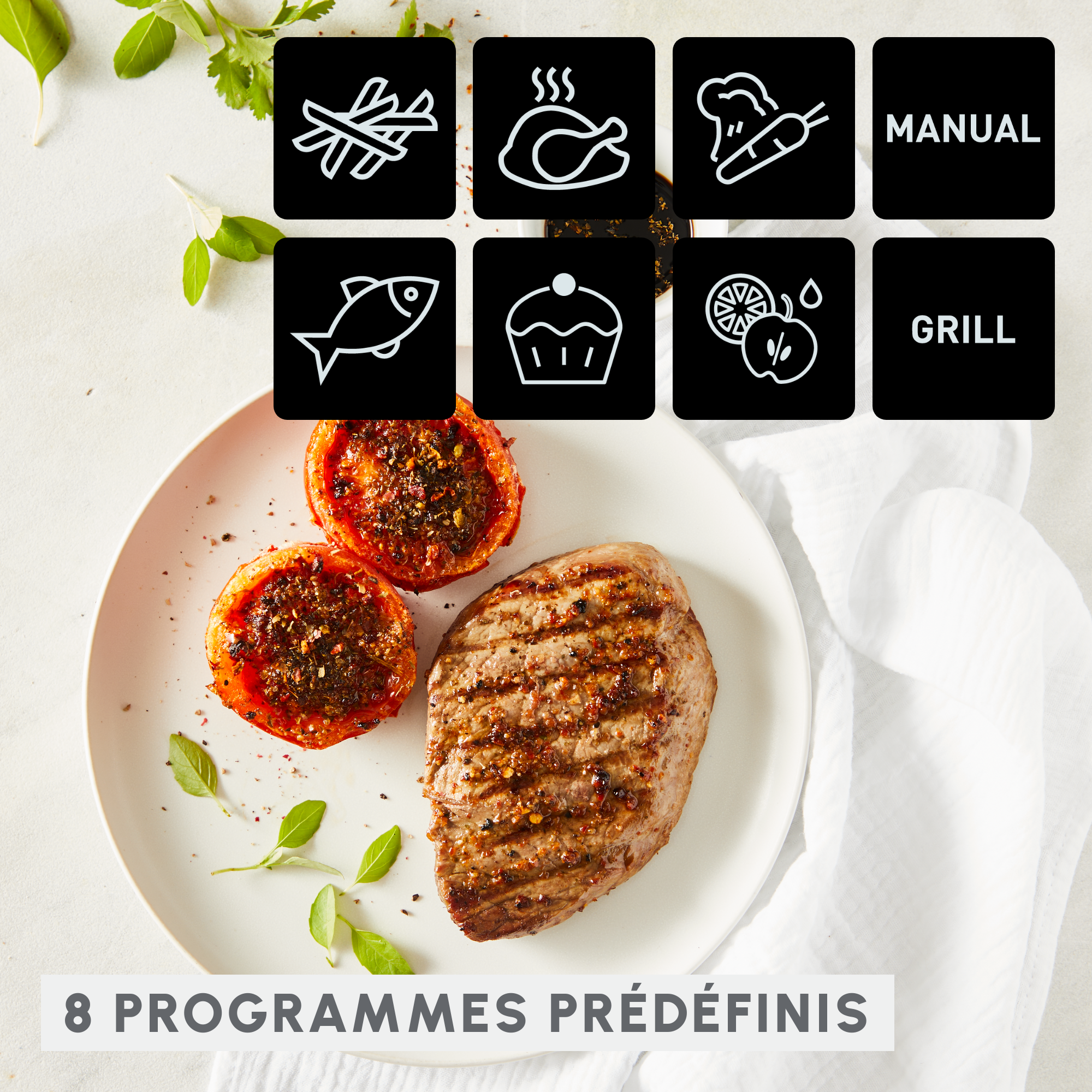 Dual Easy Fry & Grill, 8.3L, Air fryer, Noir