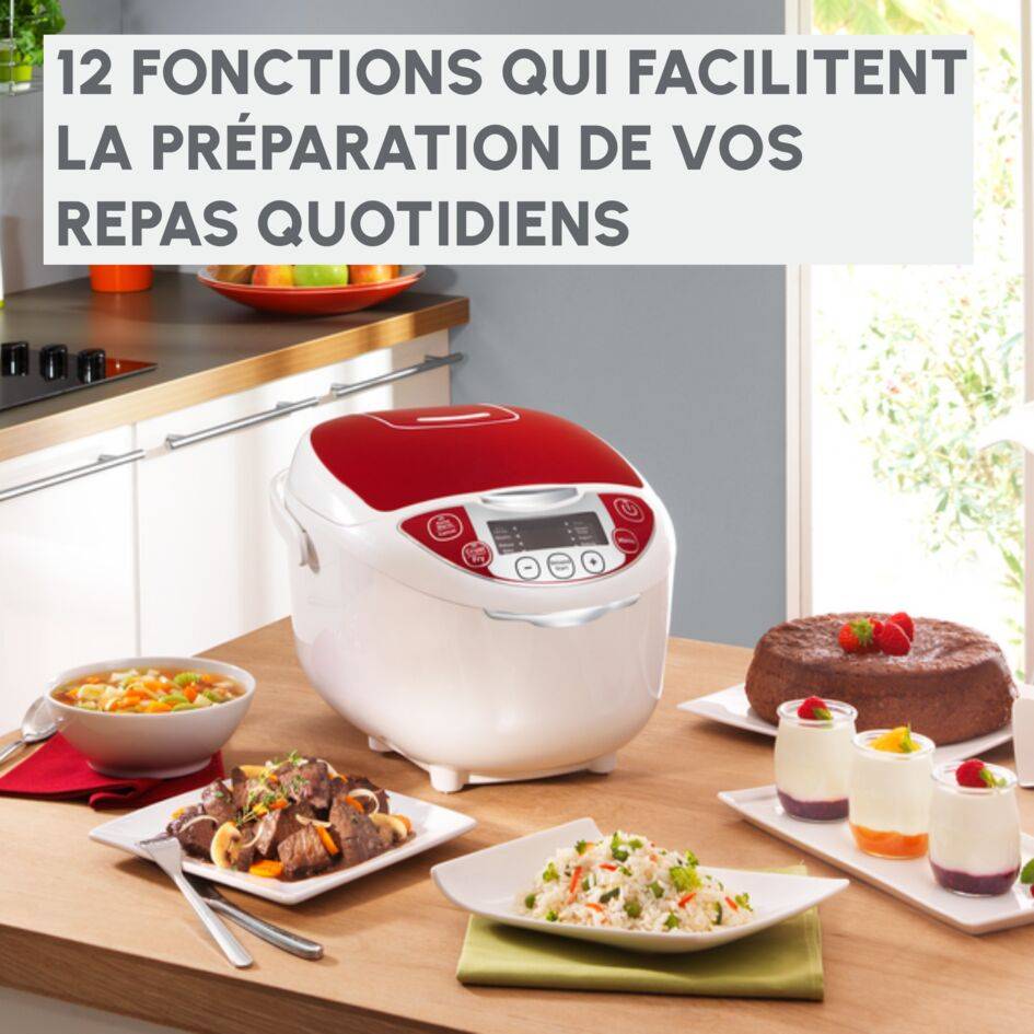 MULTICUISEUR 12 PROGRAMMES 5 L BLANC ROUGE