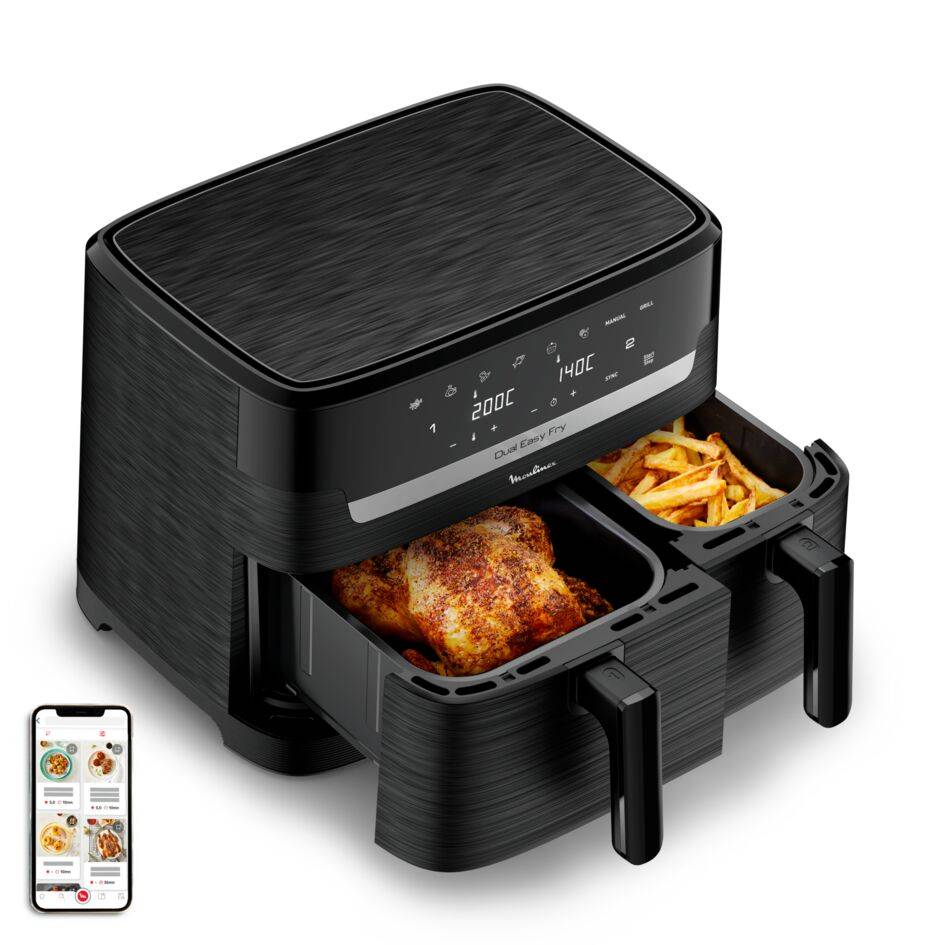 Easy Fry Dual, 7 programmes, Air Fryer, 8.3&nbsp;L, Deux tiroirs, Noir