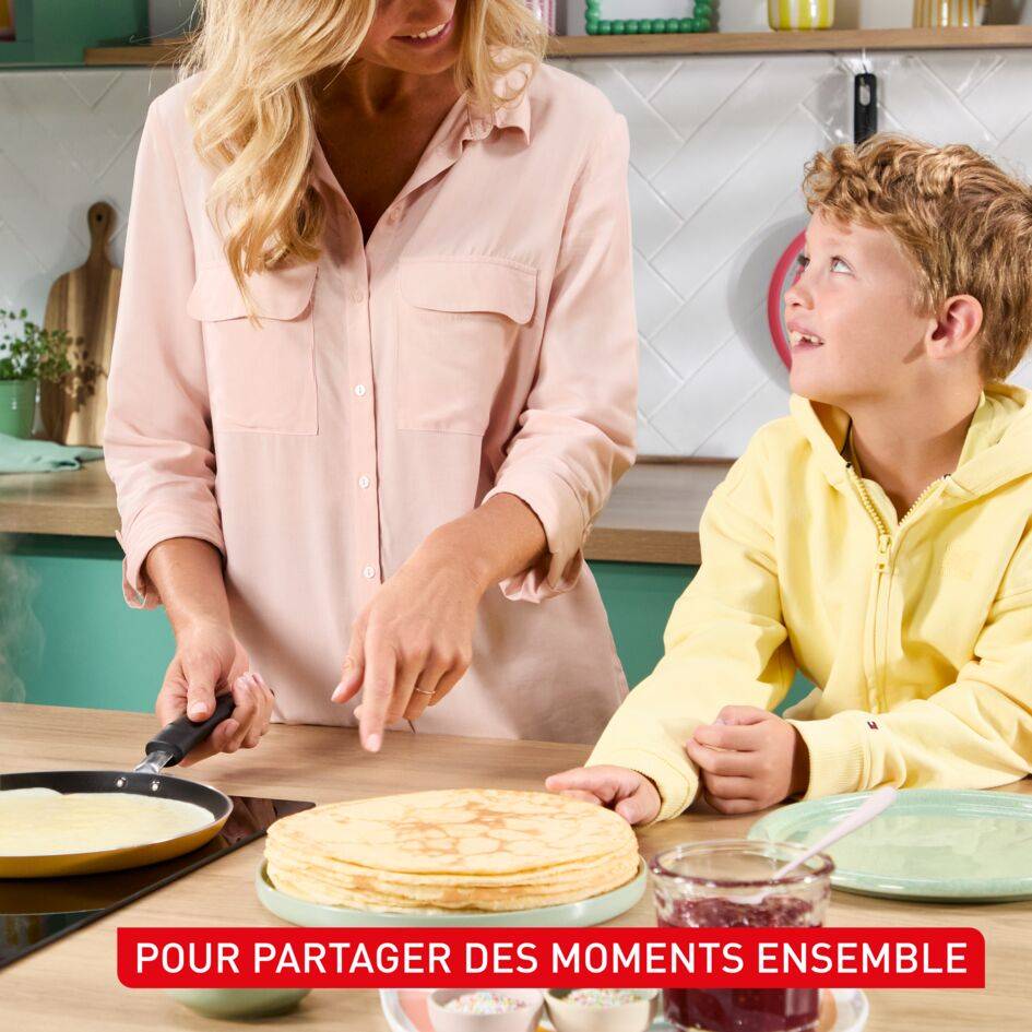Chandeleur 2026, Poêle à crêpes 28 cm, Revêtement antiadhésif, Jaune, Tous feux dont Induction