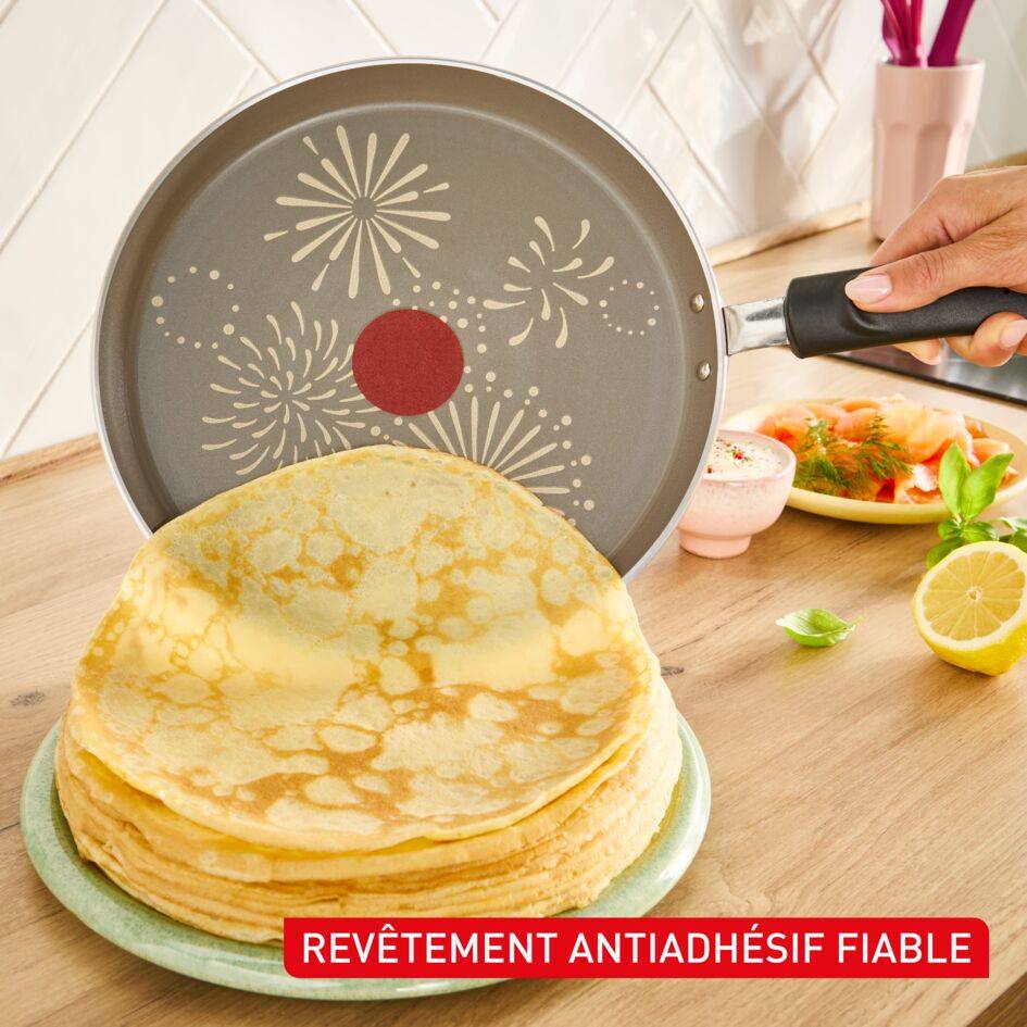 Chandeleur&nbsp;2026, Poêle à crêpes 28&nbsp;cm, Revêtement antiadhésif, Jaune, Tous feux dont Induction