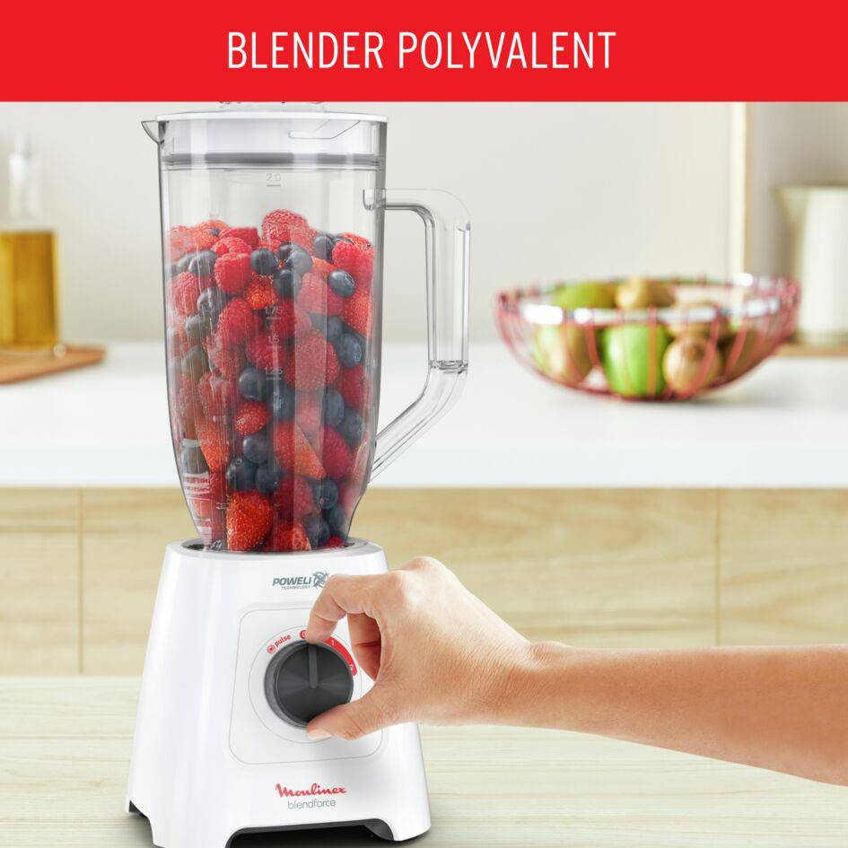 BLENDFORCE XXL, blender classique, grande capacité de 2,8 L, 600 W, Blanc + Broyeur + Hachoir