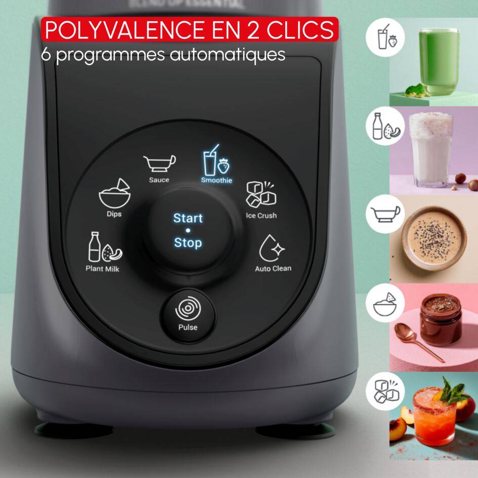 Blend Up Essential, Mini blender, 800 W, 6 programmes automatiques, 2 gourdes