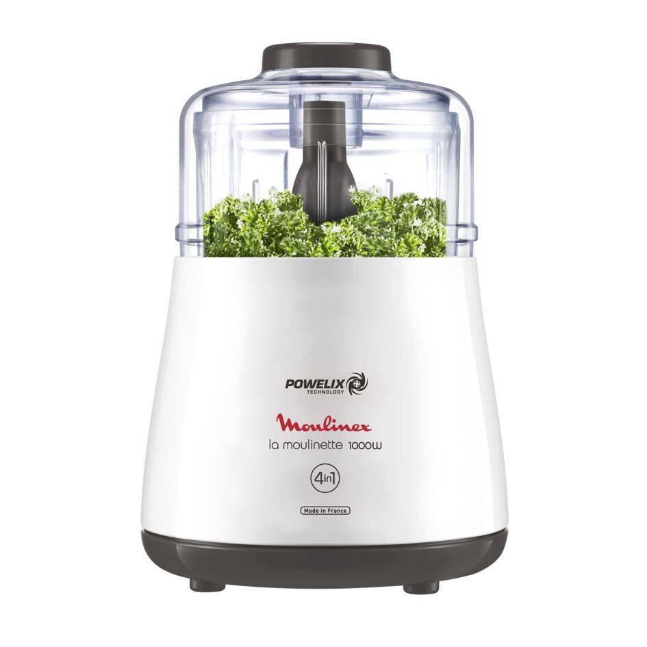 La Moulinette, Hachoir, Capacité 500 ml, Fonction 4 en 1, 1000 W, blanche