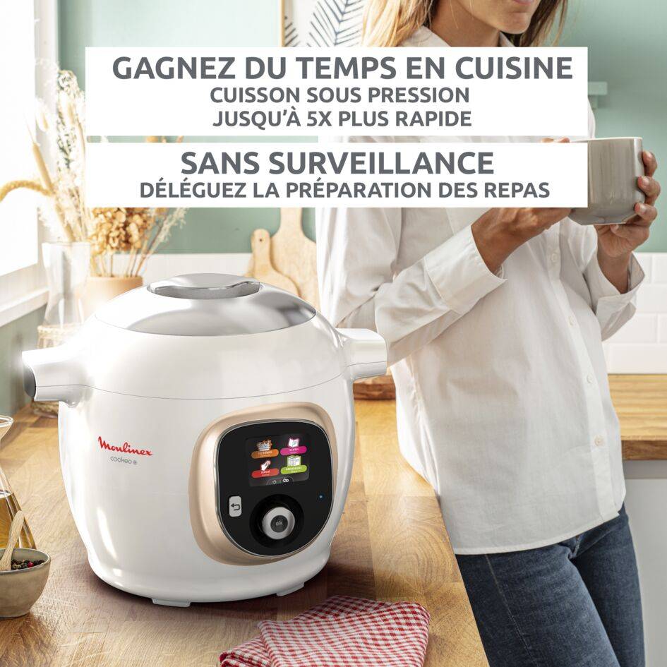 Cookeo+ 150 recettes Blanc, avec couvercle de conservation inclus