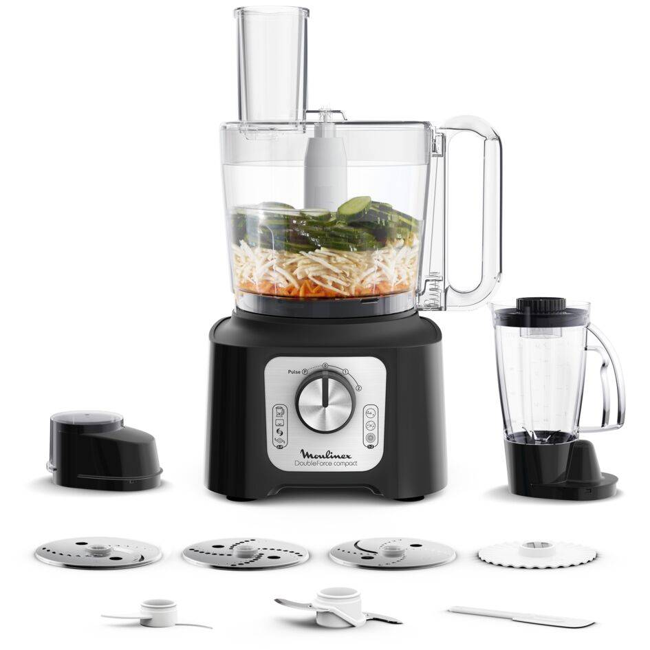 Double Force Compact, Robot multifonction, 800 W, 9 accessoires, Noir