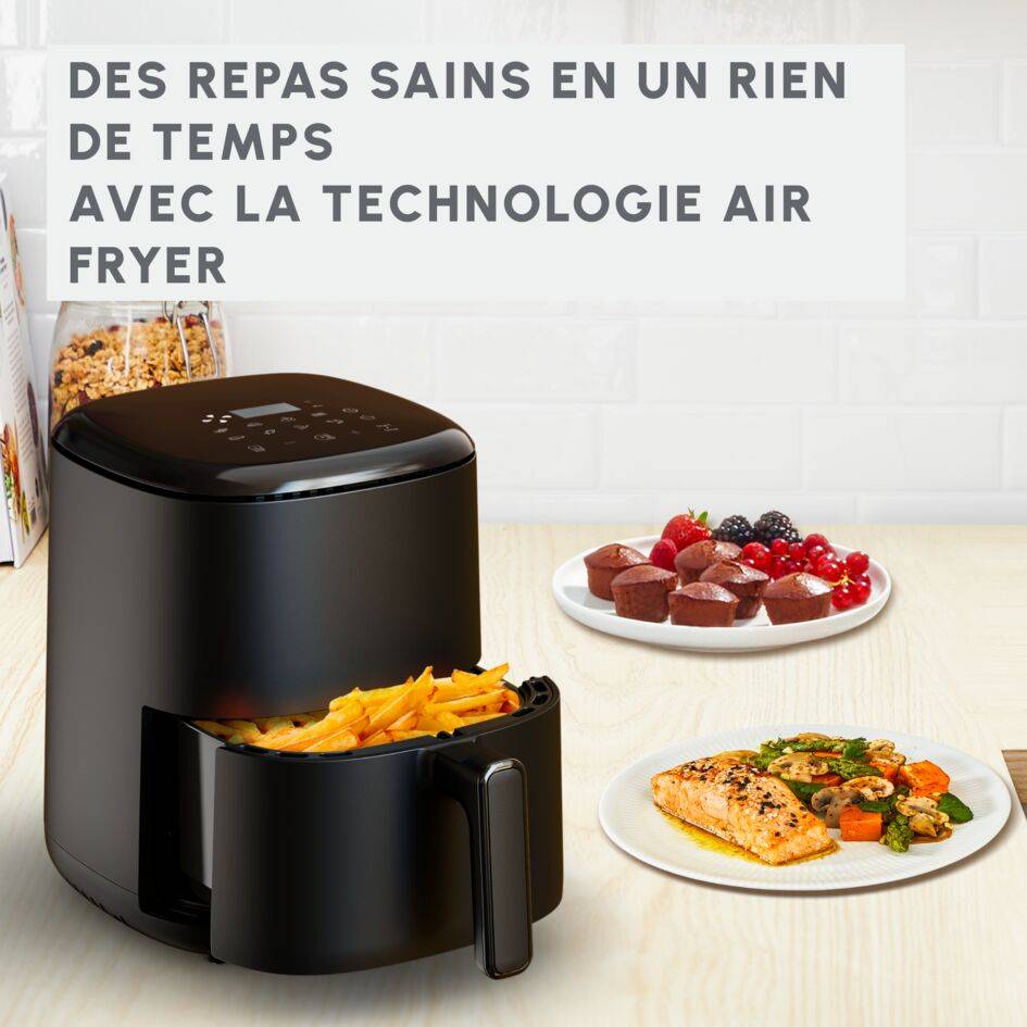 Easy Fry Compact, Air Fryer, 3 L (4 pers.), Panneau digital, 10 programmes, Noir