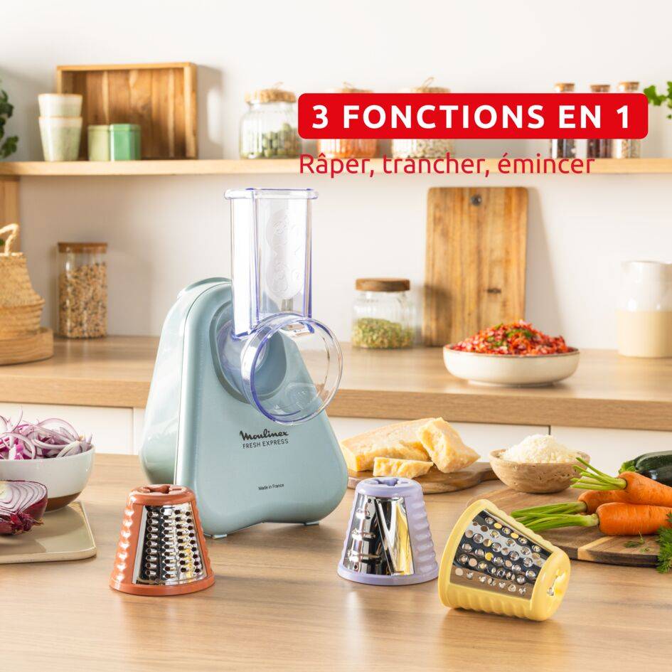 Fresh Express, Découpe-légumes électrique, Service direct dans le plat, 3 cônes, Eucalyptus