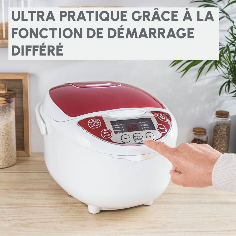 MULTICUISEUR 12 PROGRAMMES 5 L BLANC ROUGE