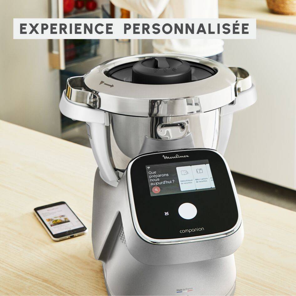 I-Companion Touch Pro, Robot cuiseur, 18 fonctions, Connecté, Pesage intégré, Recettes sur l’Ecran, XL  jusqu'à 10 personnes, Argent, Fabriqué en France