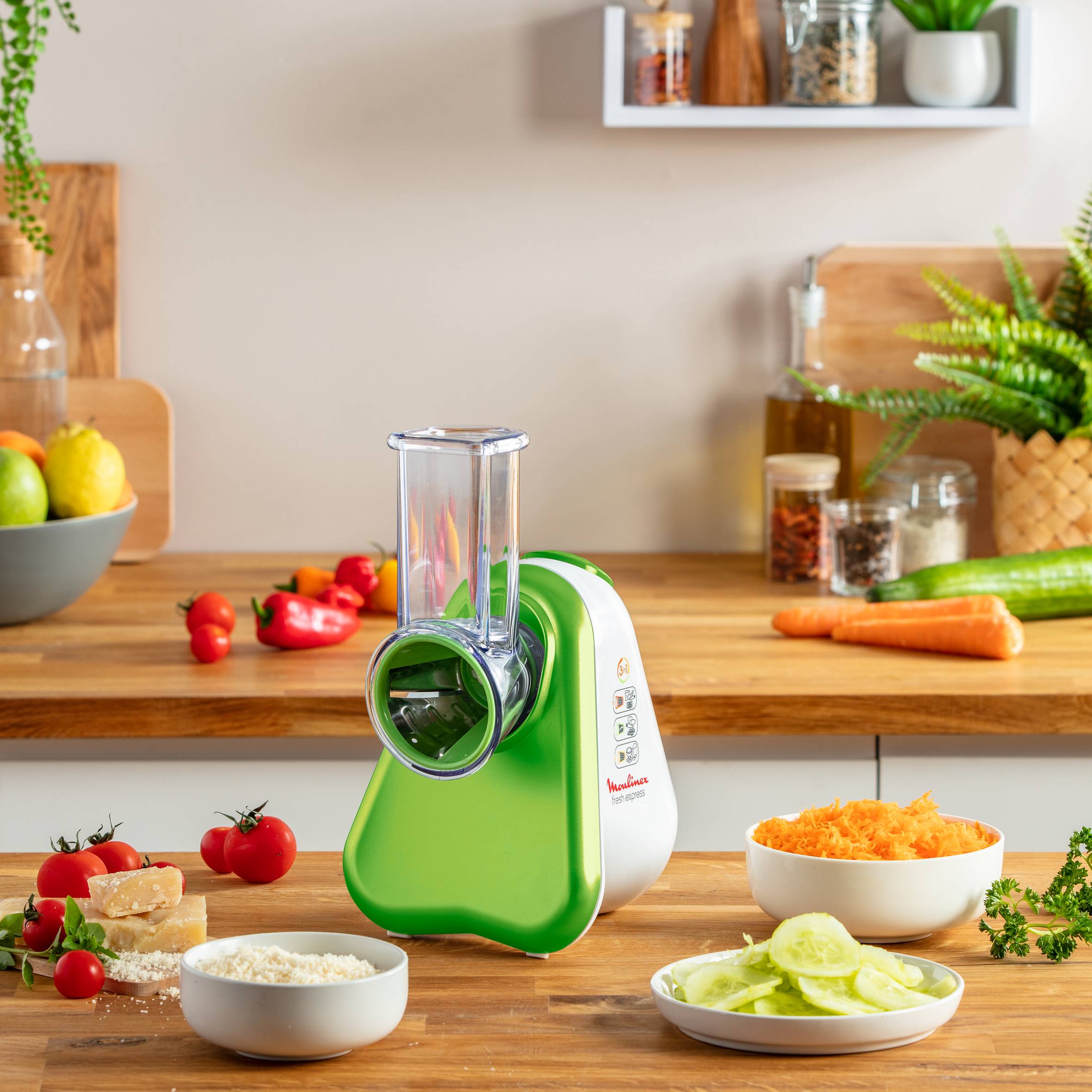 Fresh express 3-en-1, Découpe-légumes, 3 cônes, blanc et vert