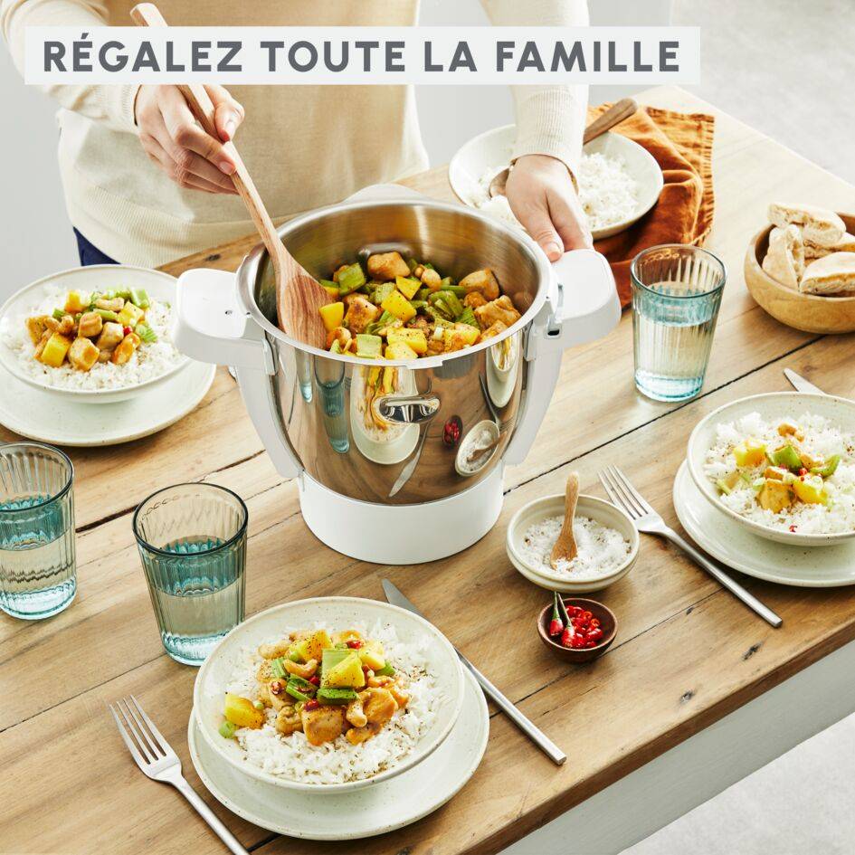 I-Companion Pro,  Robot Cuiseur, 17 fonctions, Pesage intégré, Capacité XL 10 personnes, Gris, Fabriqué en France + Double fouet