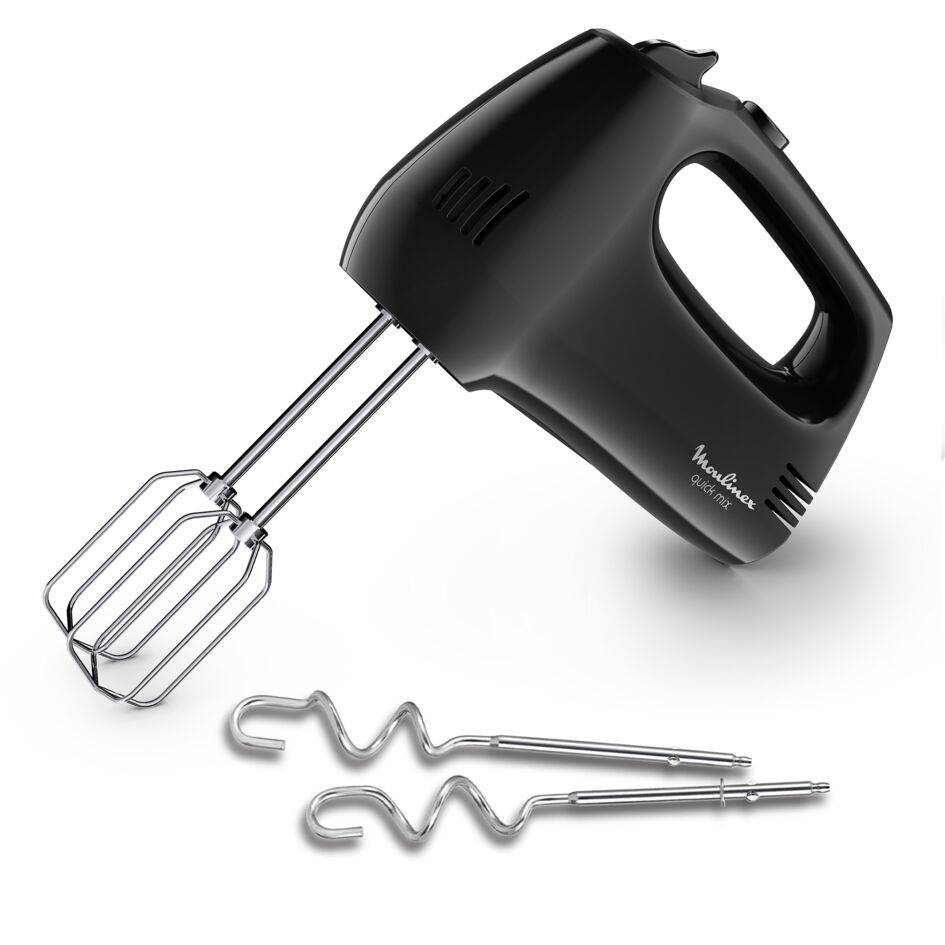 Quick Mix, Batteur électrique, 5 vitesses, 2 jeux de fouets, 300 W, Noir