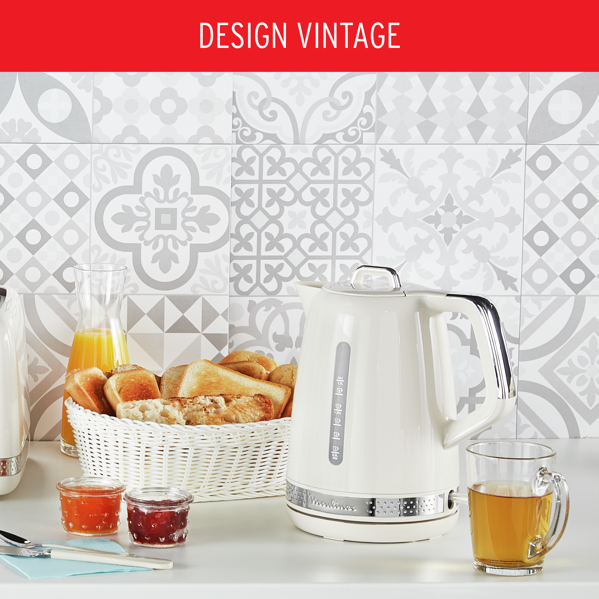 Bouilloire électrique Soleil Ivoire, 1,7 L, Design retro vintage