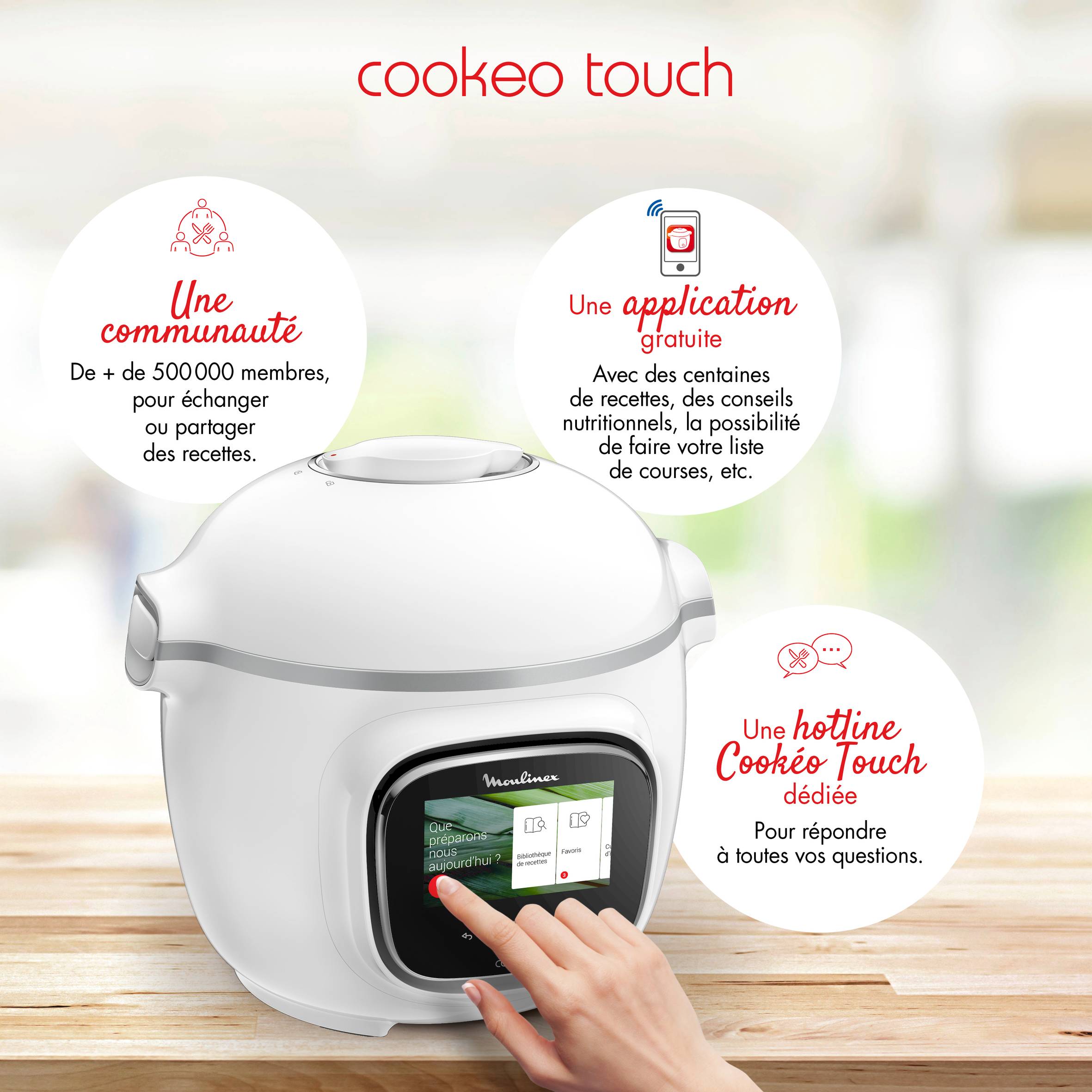 Cookeo Touch, Mullticuiseur, 250 recettes intégrées, 6L (2/6 pers.), écran tactile