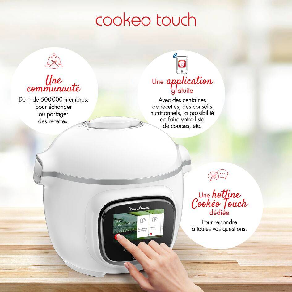 Cookeo Touch, Mullticuiseur, 250 recettes intégrées, 6L (2/6 pers.), écran tactile