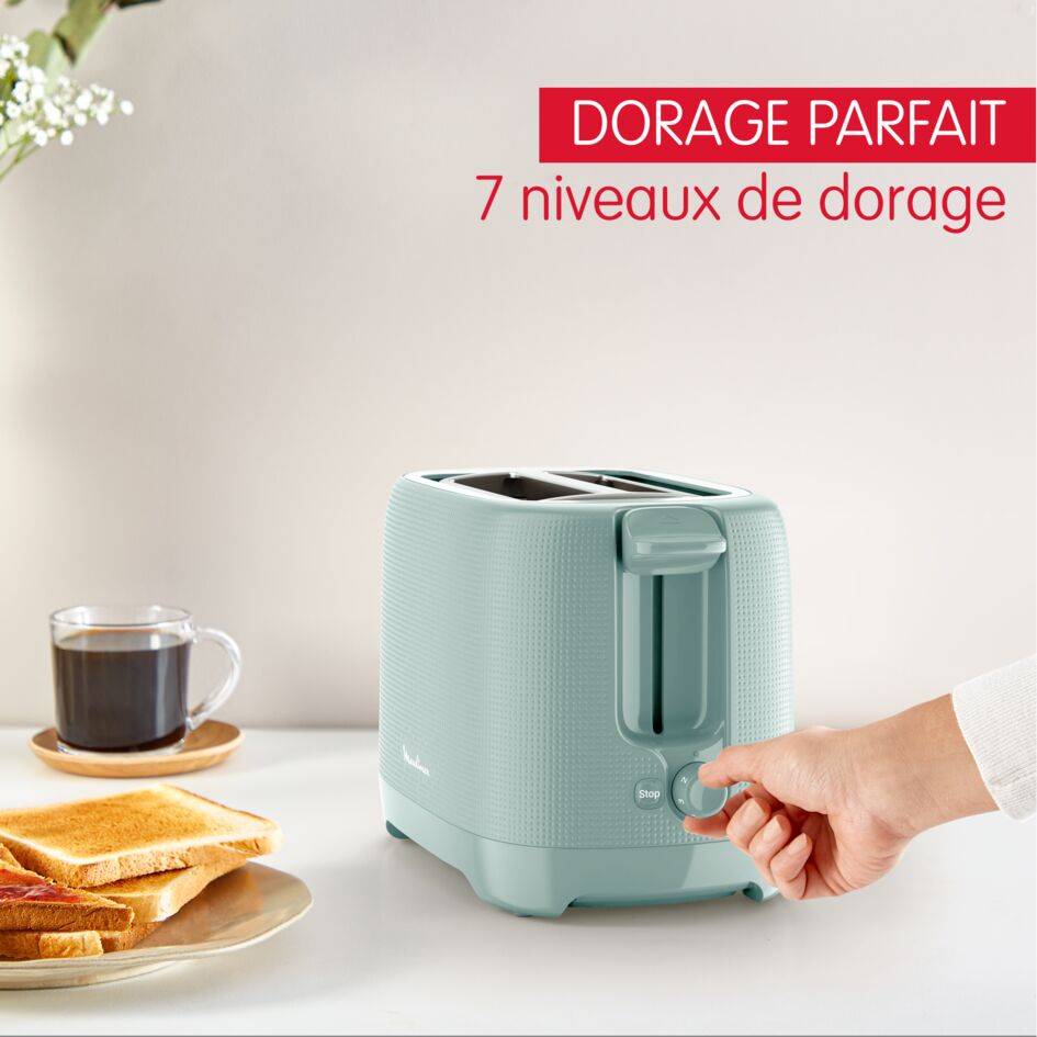 Grille-pain 2 fentes Morning Eucalyptus avec accessoire réchauffe viennoiserie