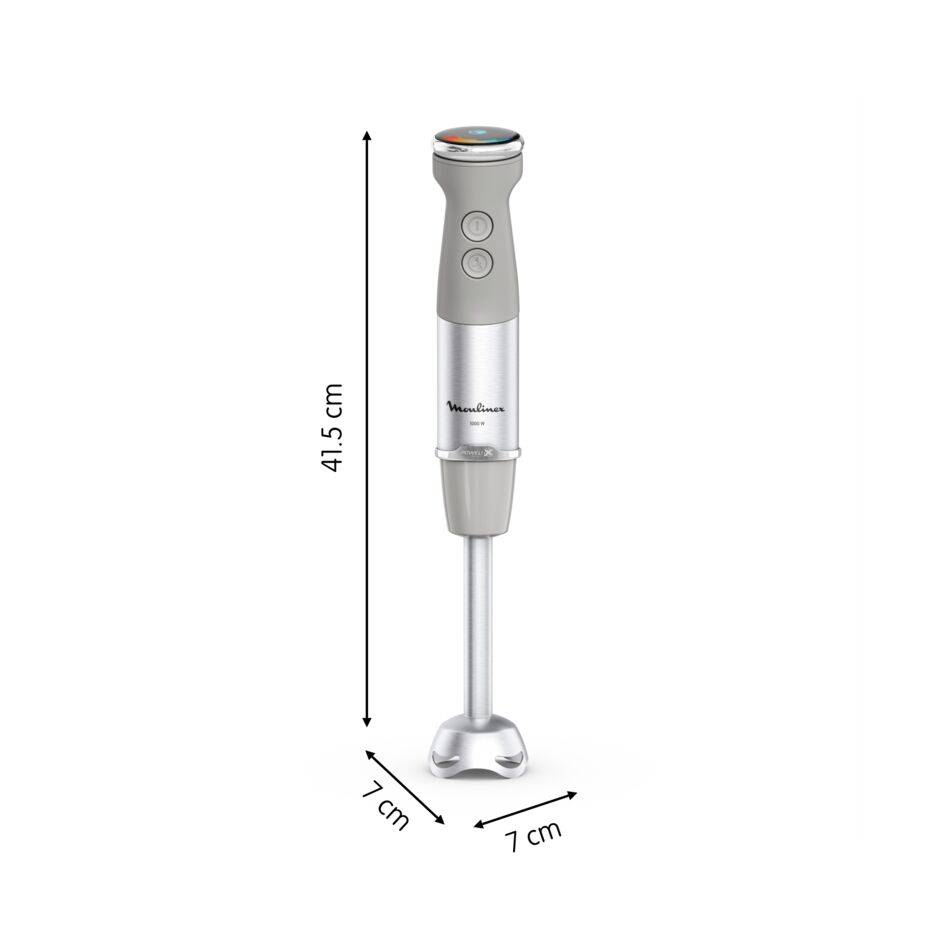 Quickchef+, Pied mixeur, lames powelix, 20 vitesses, Accessoire mini hachoir, 1000 W Gris et métal