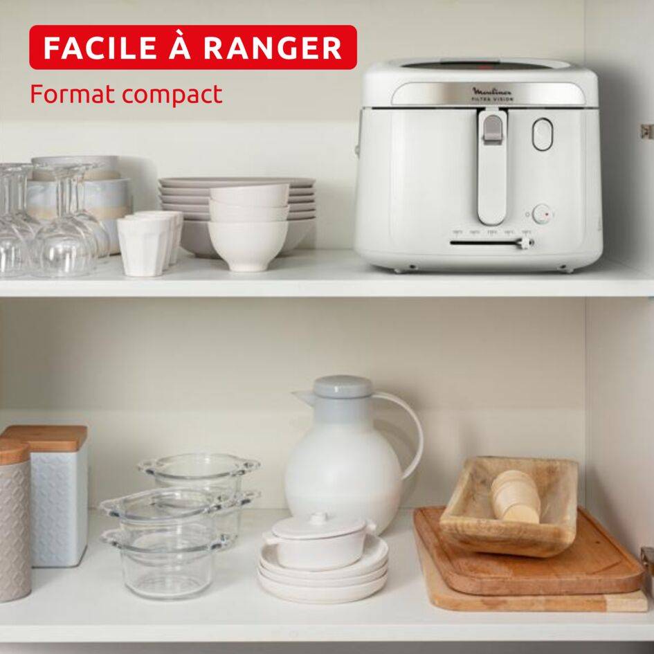 Filtra Vision, Friteuse, Fenêtre de visualisation très large pour garder un oeil sur la cuisson, Capacité 1,2 kg, Huile 2,1L