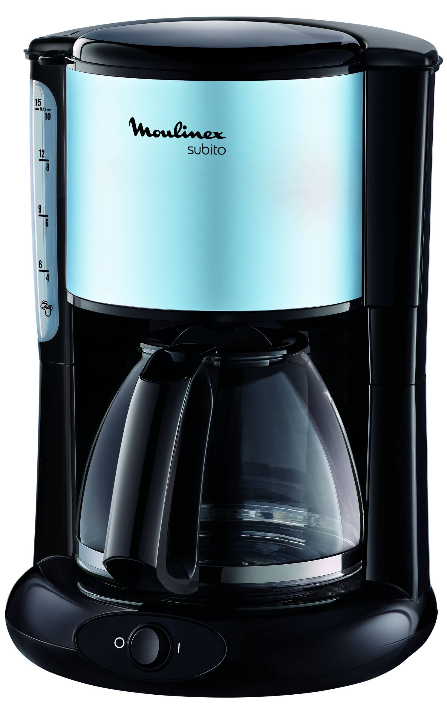 cafetiere subito noir/inox bleu poudre