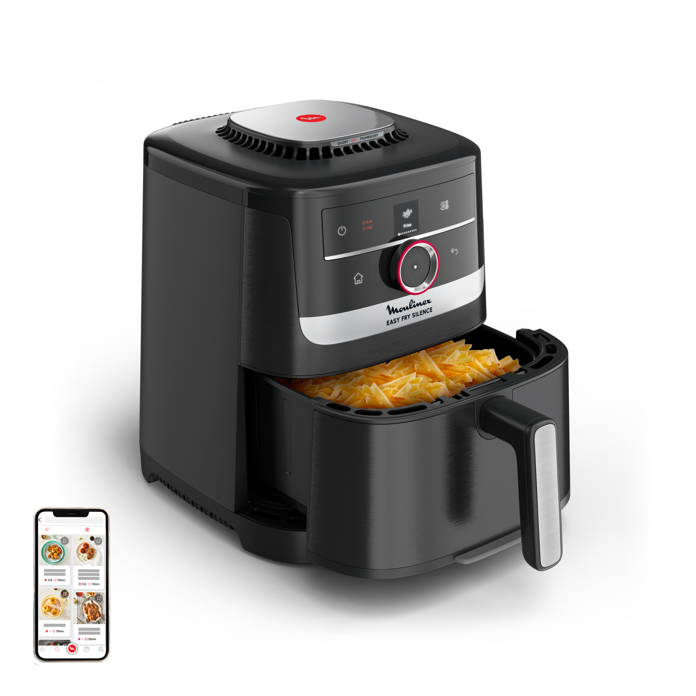 Easy Fry Smart & Silence, 5L, Air fryer, Noir