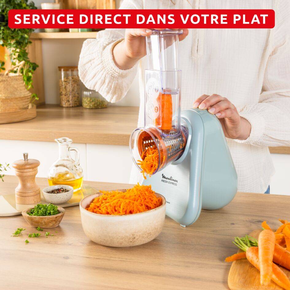 Fresh Express, Découpe-légumes électrique, Service direct dans le plat, 3 cônes, Eucalyptus