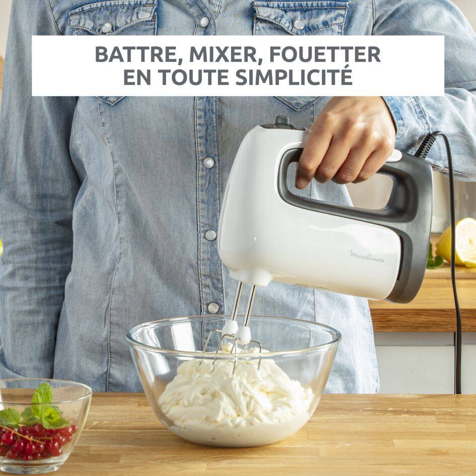 Prep'Mix, Batteur électrique, 5 vitesses, 2 jeux de fouets, 500 W, Blanc