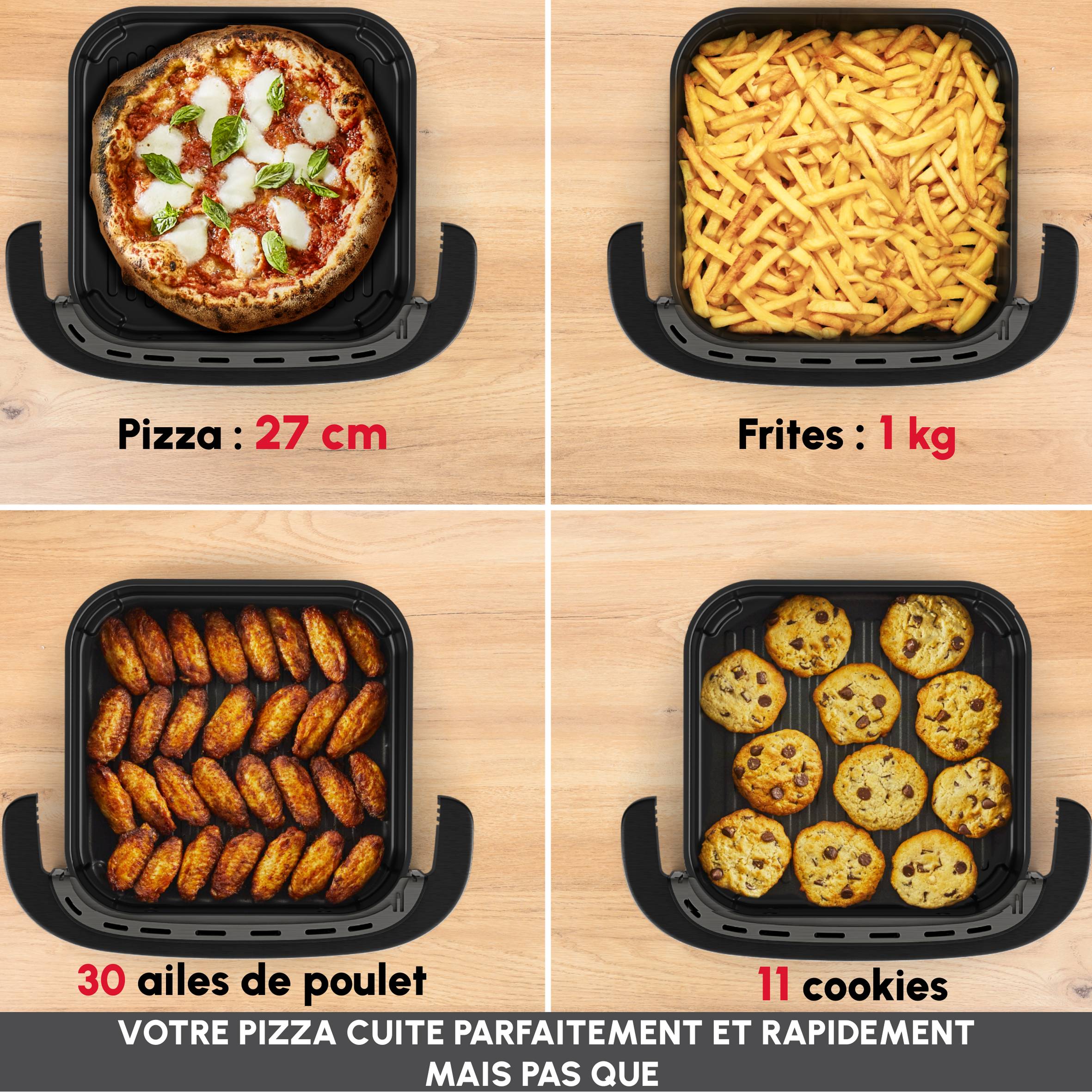 Easy Fry XL Surface & Pizza, air fryer, grande surface de cuisson, 4L, Format compact, Fenêtre