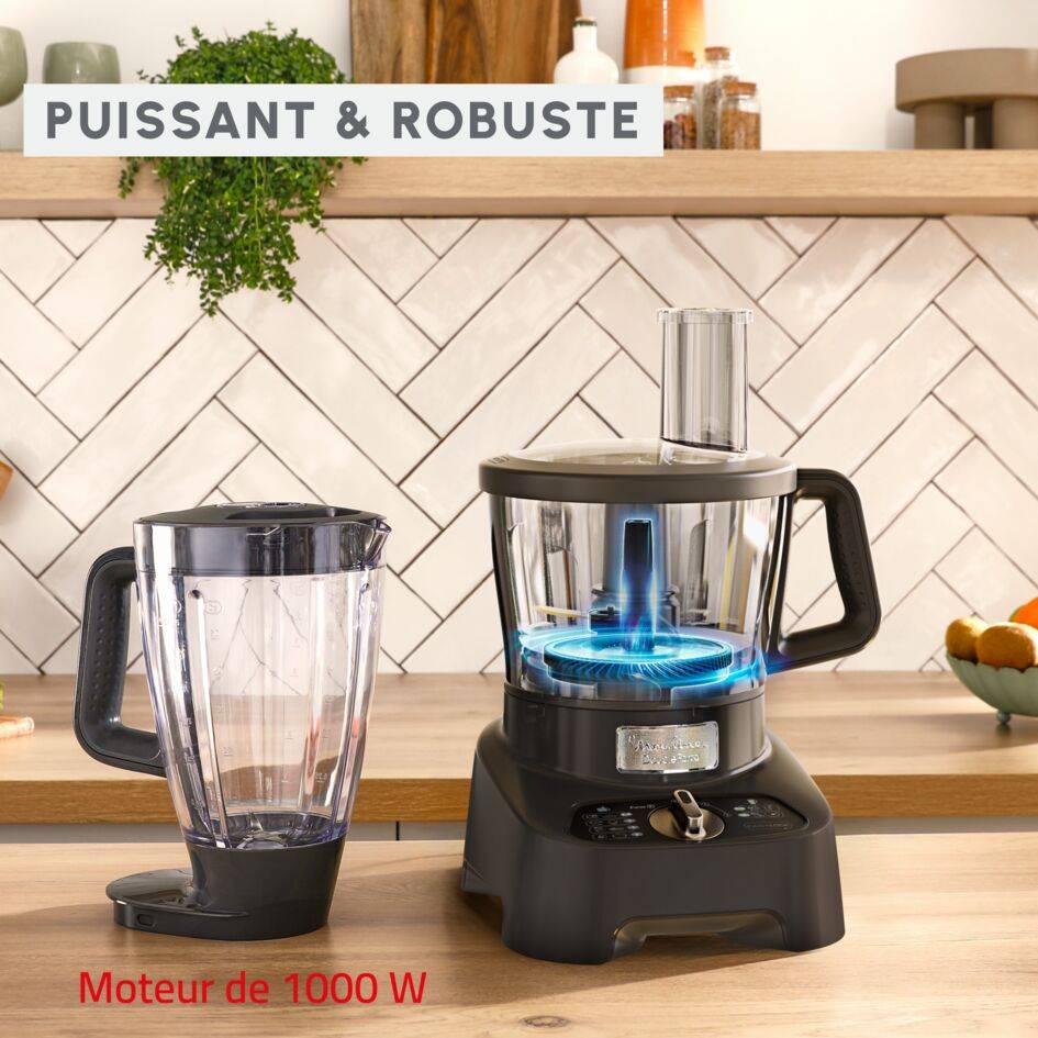 Double Force, Robot multifonction, 1000 W, 28 fonctions, 8 accessoires, Noir