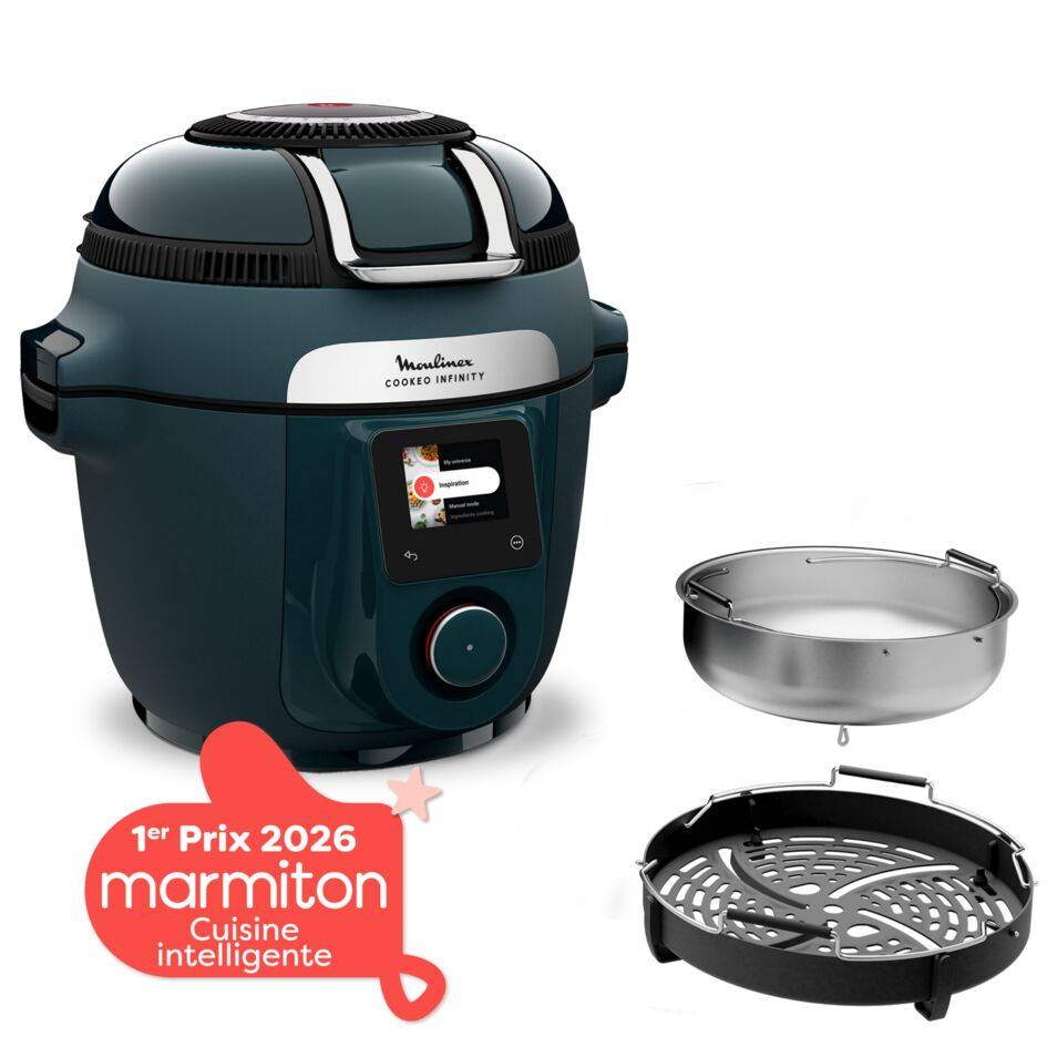 Cookeo Infinity, 17 modes de cuisson, Sans pale de mélange, Bleu Trust