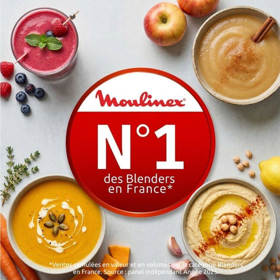 PerfectMix Essential, Blender haute performance, Technologie de lames Powelix, Bol en verre de 2L, 1200W, gris