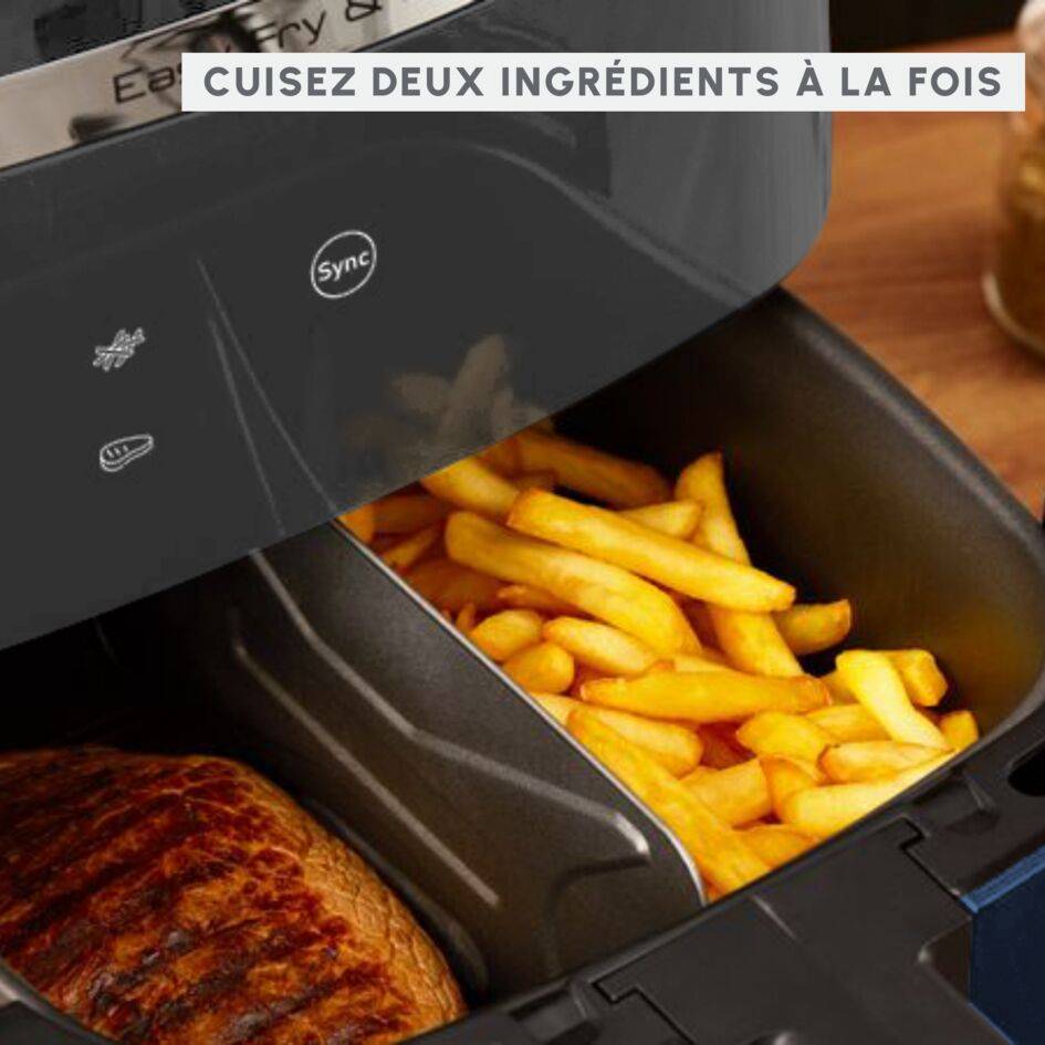 Easy Fry & Grill XXL, Friteuse sans huile, 6,5 L, Air fryer, Grill, 8 programmes, 2 zones cuisson