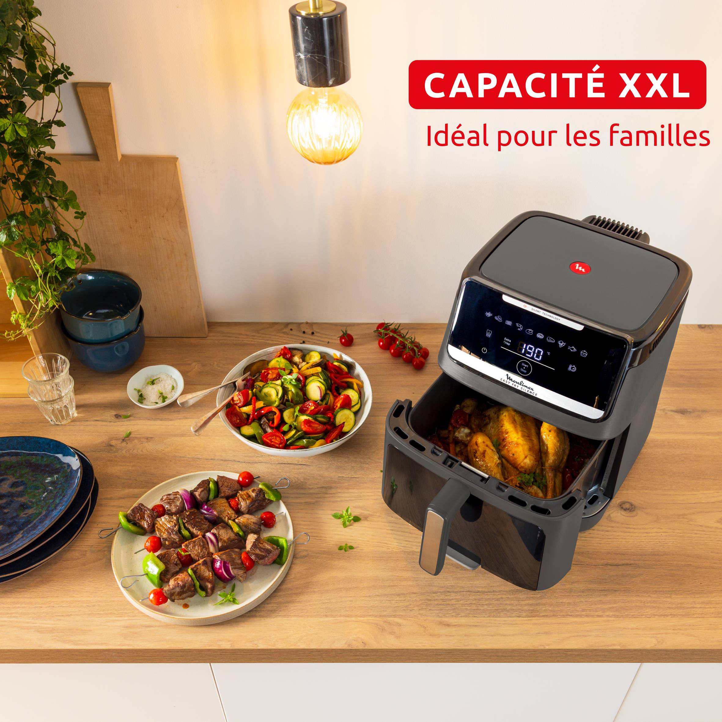 Easy Fry Silence 7 L, Le air fryer XXL le plus silencieux avec façade amovible