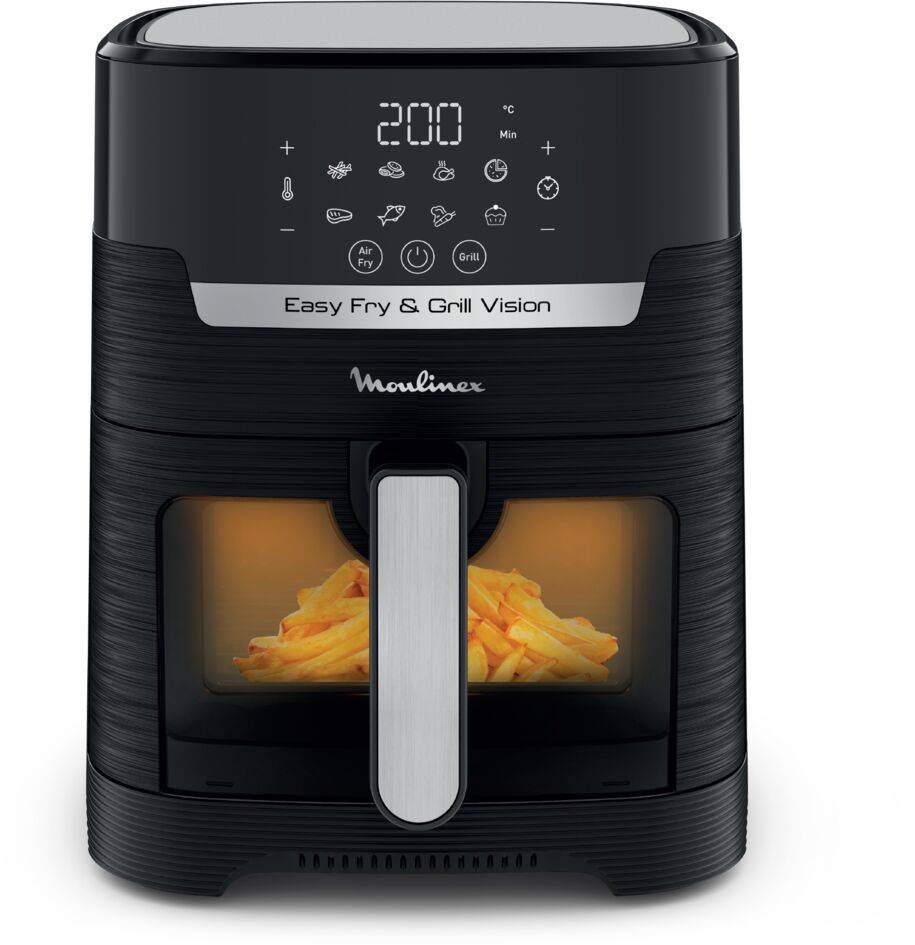 Easy Fry & Grill Vision, Air Fryer, Friteuse sans huile, 4,6 L (6 pers.), 8 programmes, Fenêtre de cuisson transparente,