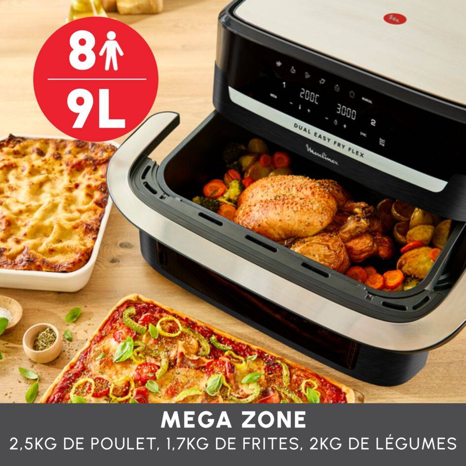 Dual Easy Fry Flex, 9L, Air fryer, Noir