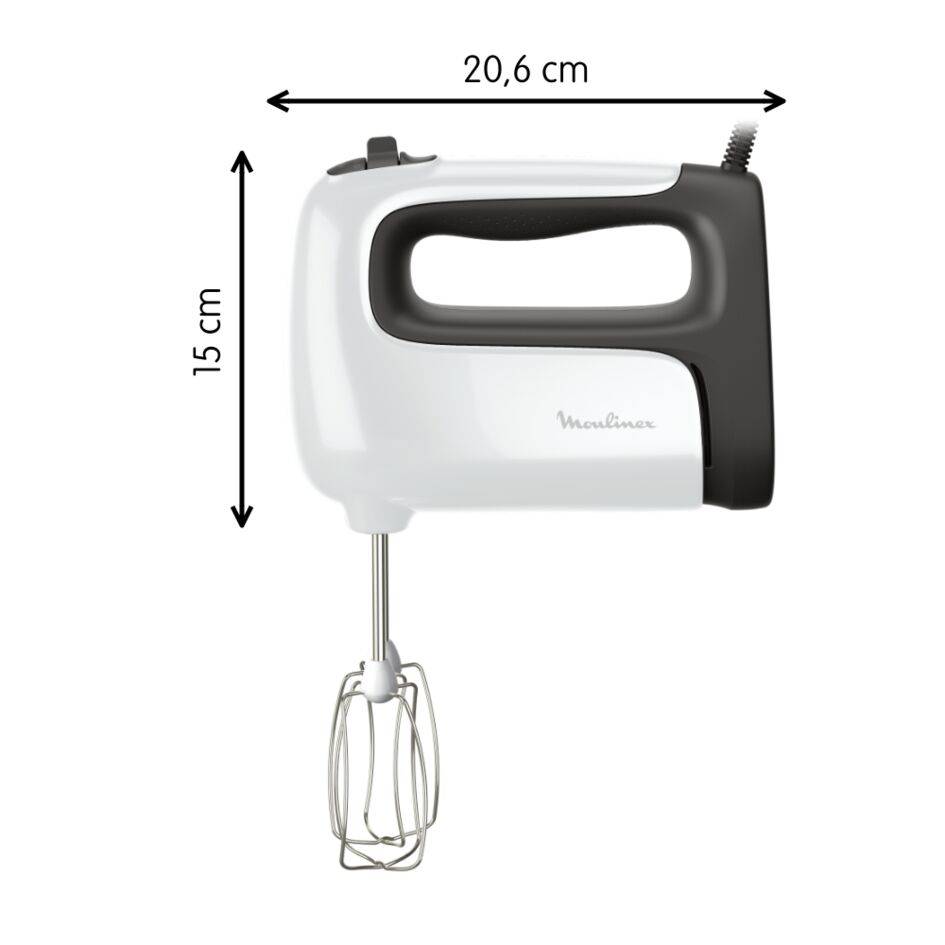 Prep'mix+, Batteur électrique, 5 vitesses, 2 jeux de crochets + 1 pied mixeur, 500 W, Blanc
