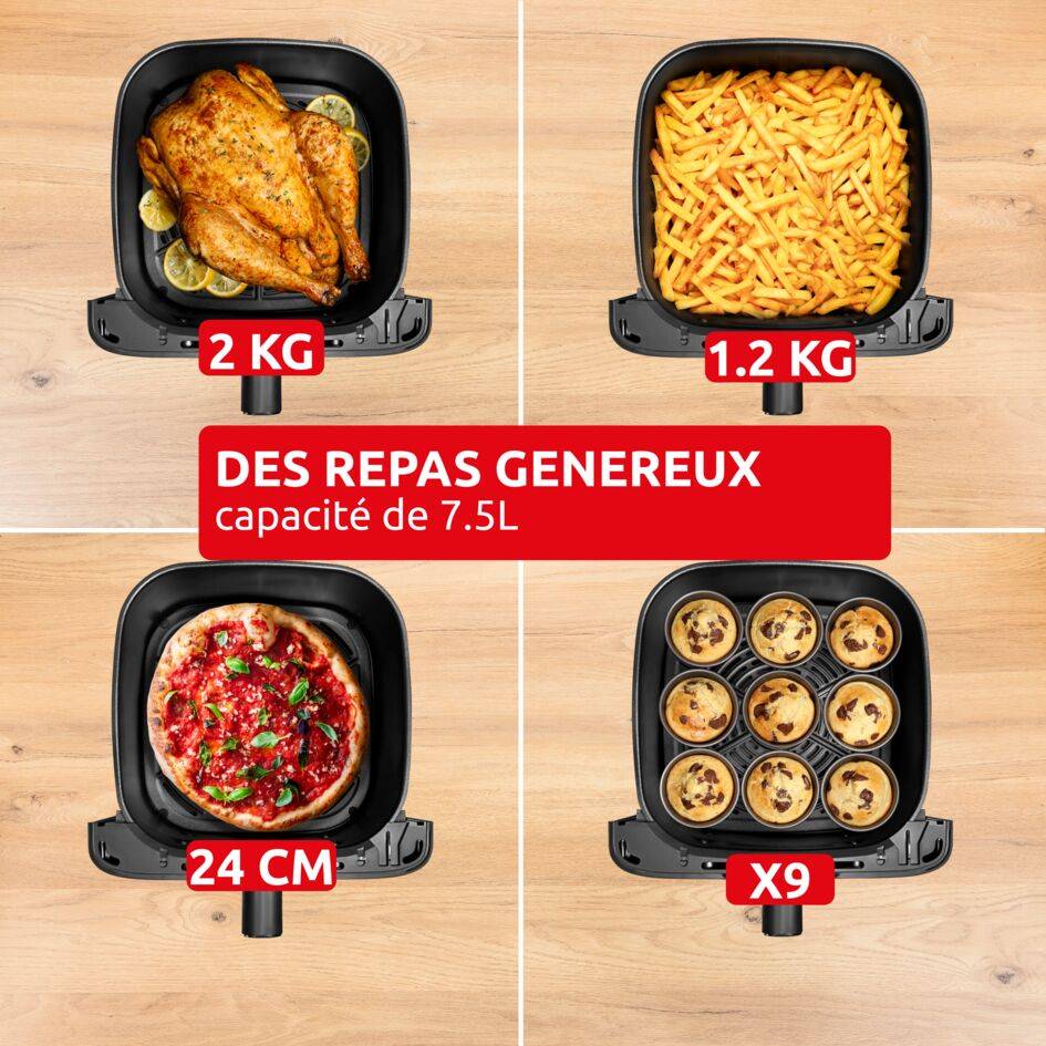 Easy Fry Compact, Air fryer, Capacité XL de 7,5&nbsp;L, Design compact