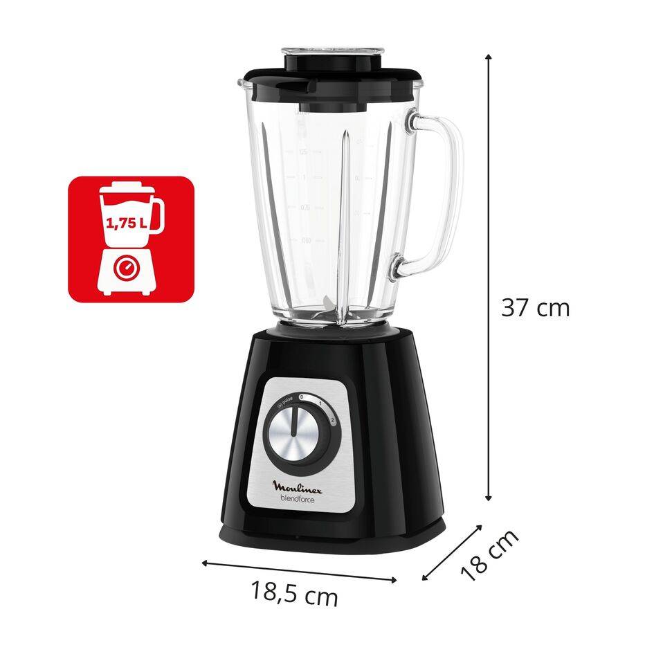 Blendforce, Blender classique, Bol en verre de 1,75 L, 800W, Noir