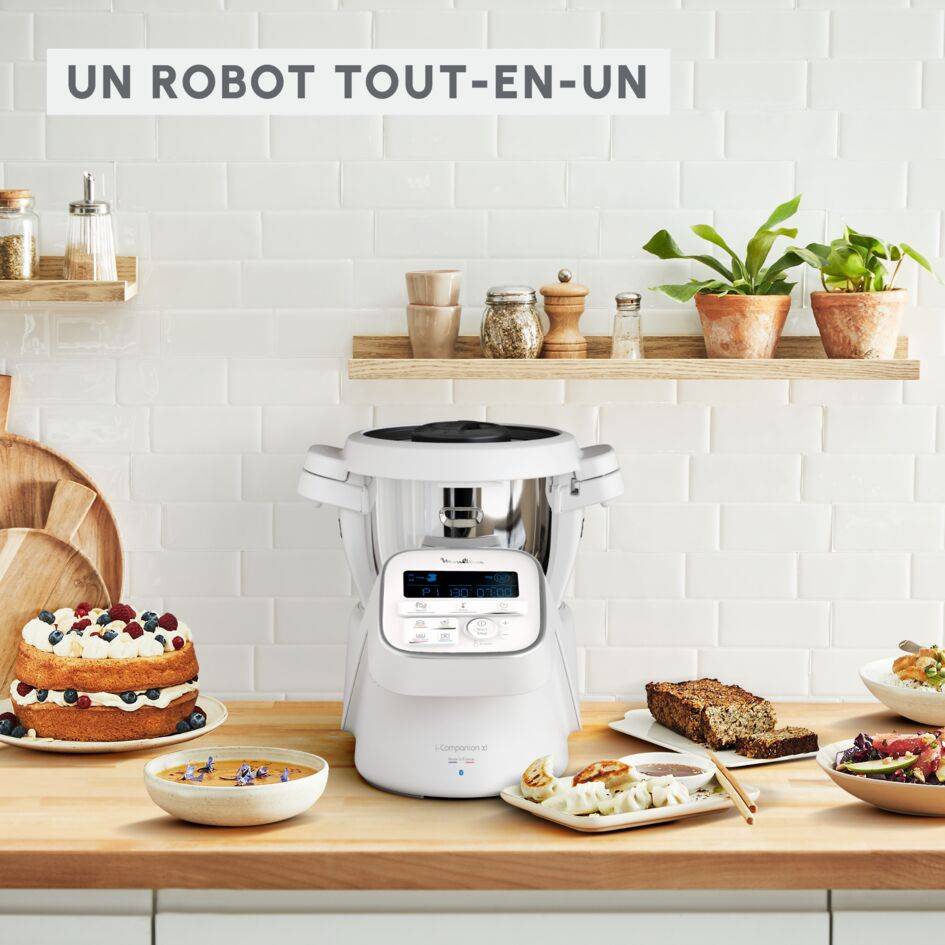 I-Companion, Robot cuiseur, 14 fonctions, Connecté, Capacité XL 10 personnes, Blanc, Fabriqué en France