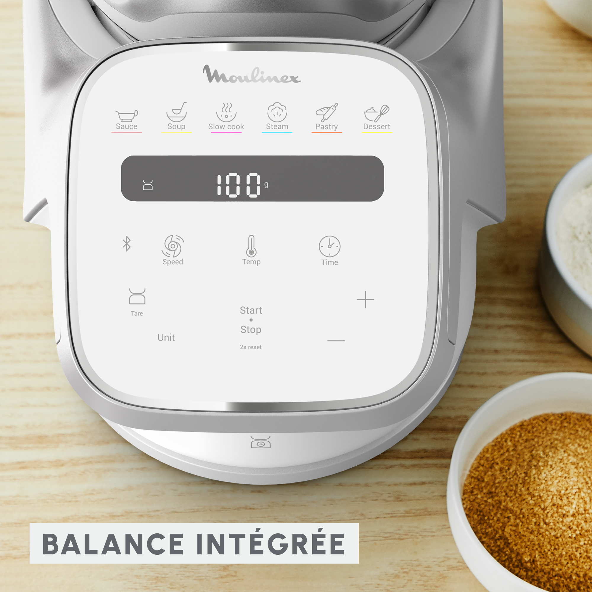 I-Companion Pro,  Robot Cuiseur, 17 fonctions, Pesage intégré, Capacité XL 10 personnes, Gris, Fabriqué en France + Double fouet