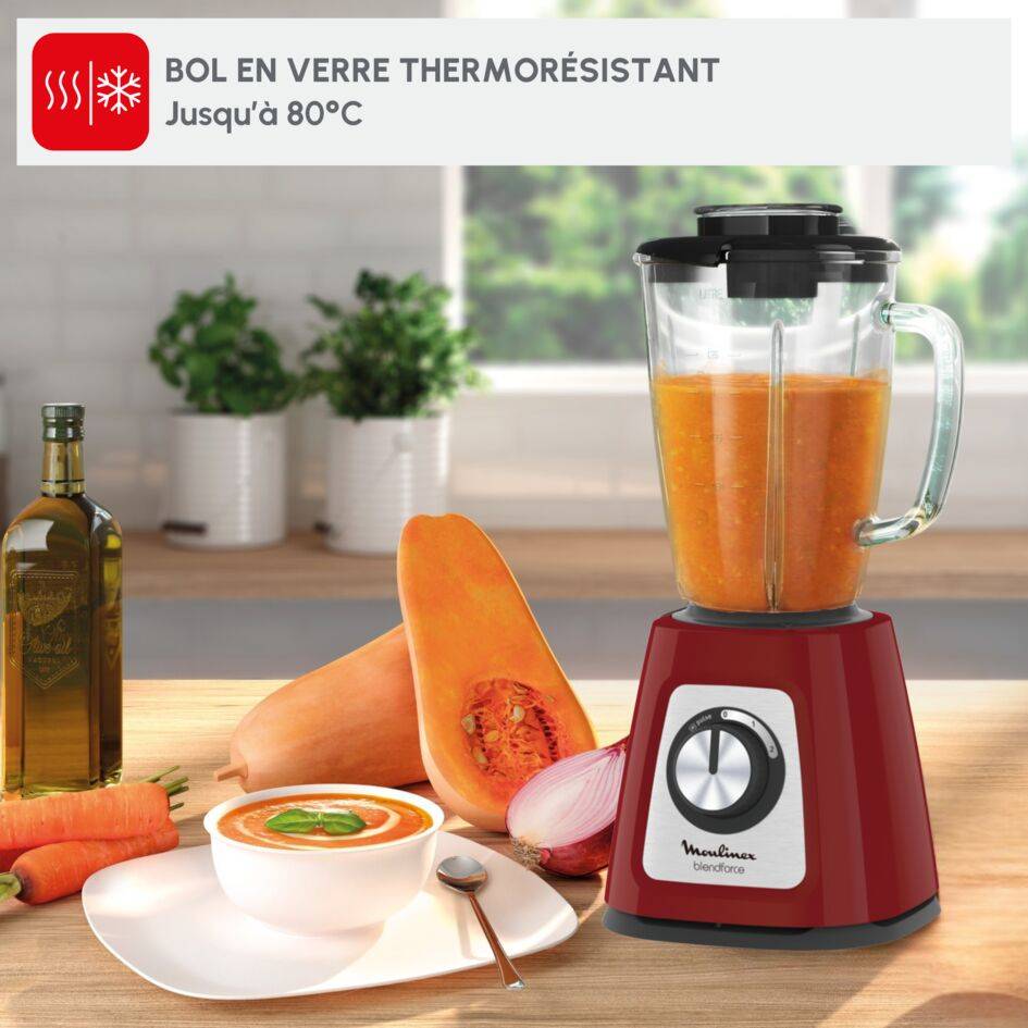Blendforce 2, Blender, Bol verre 1.75L, 800W, 2 vitesses,  4 lames, Rouge