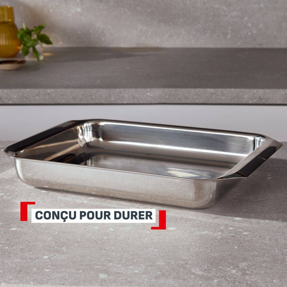 Excellence, Grand plat à four en acier inoxydable 42x29 cm, Garantie de 10 ans