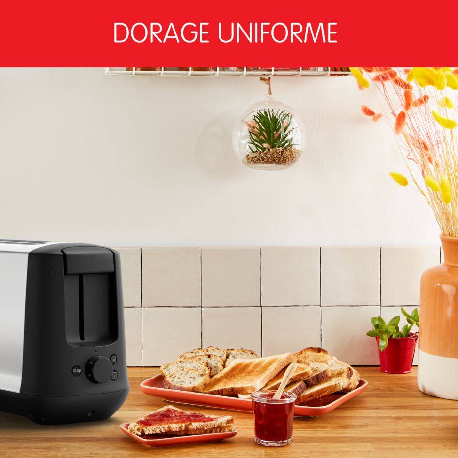 Grille pain Subito Inox, 1 longue fente longue 25&nbsp;cm, 7&nbsp;niveaux de dorage