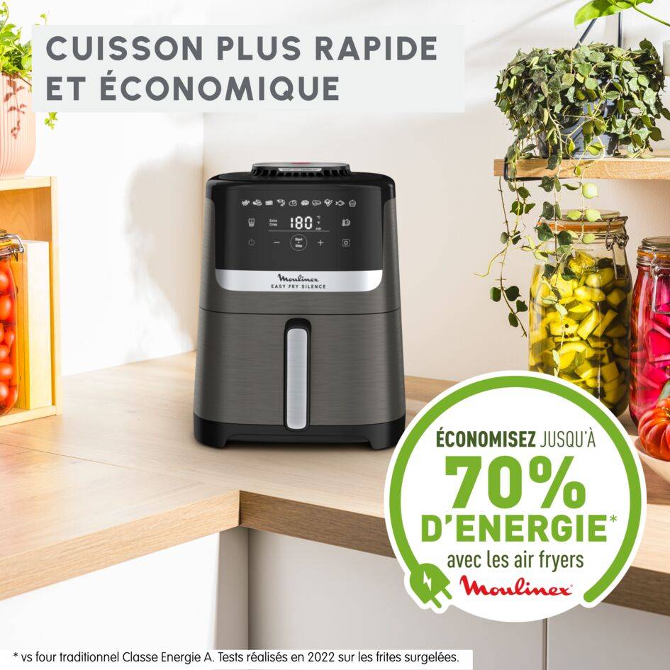 RECONDITIONNÉ Easy Fry Silence, air fryer, 5&nbsp;L, Technologie Silence, Gris charbon