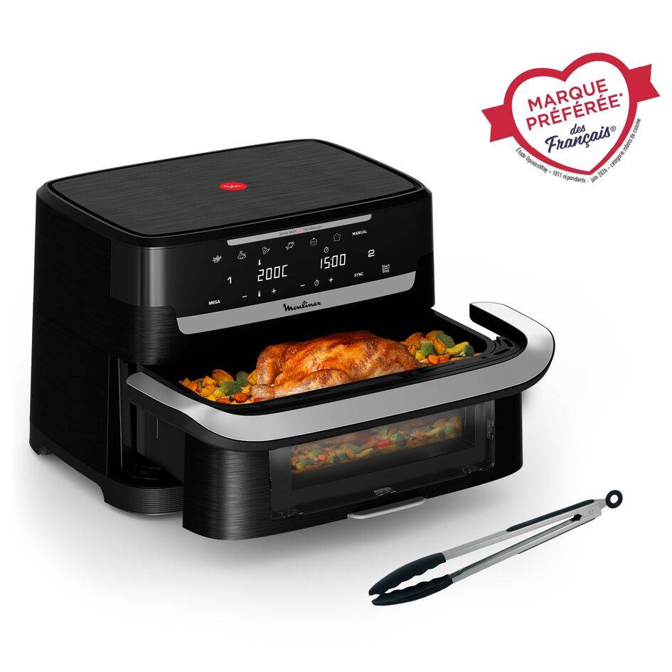 Ever Fry Dual Flex 9L , Air fryer, plus rapide, facile à nettoyer, Pince de cuisine