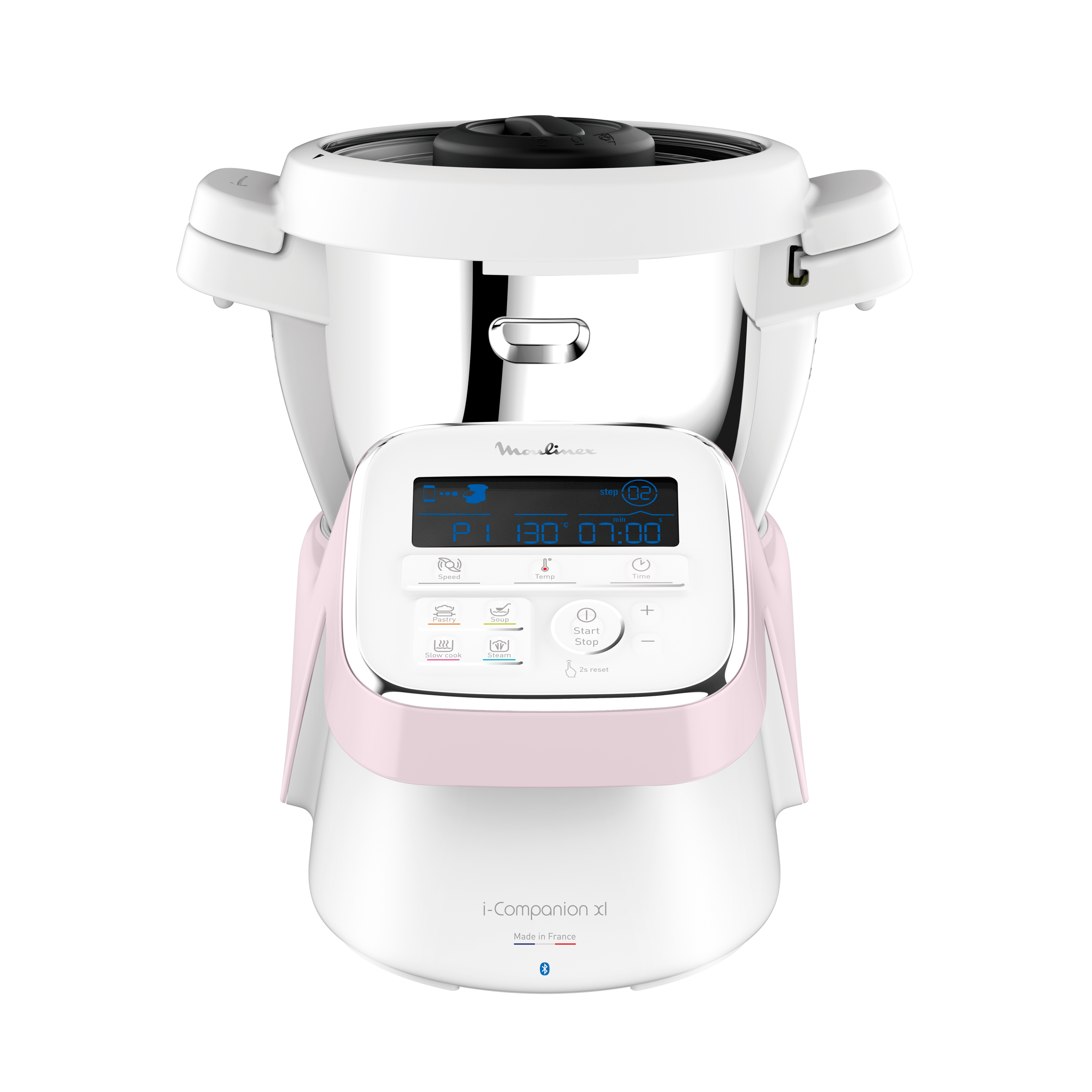 RECONDITIONNÉ I-Companion XL, Robot cuiseur, 14 modes de fonctionnement, jusqu'à 10 personnes, 1550W, Rose et blanc, + Kit pâtisserie