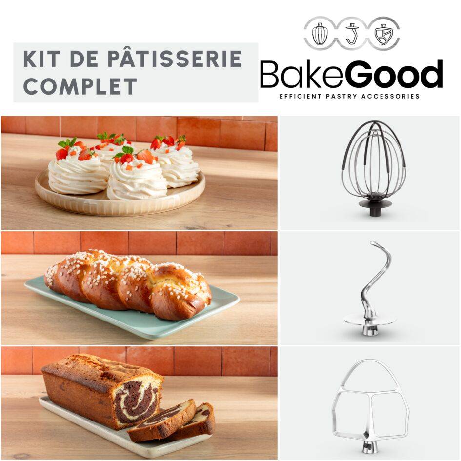 Bake Partner, Robot pâtissier, Bol de 4,6 L, Kit pâtisserie, 1100 W