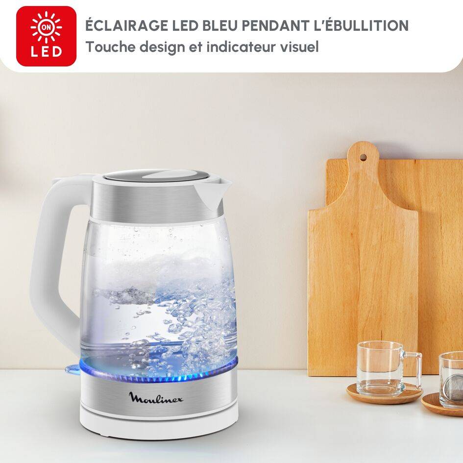 Bouilloire en verre, Bouilloire électrique, Graduations, 1.7 L