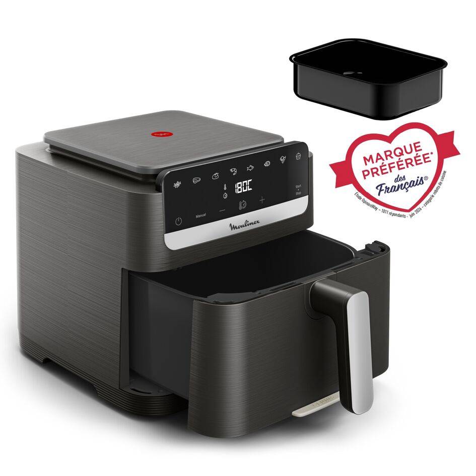 Easy Fry Compact, Air fryer, Capacité XL 7,5 L, Façade amovible, Genius system, Design compact, moule, gris