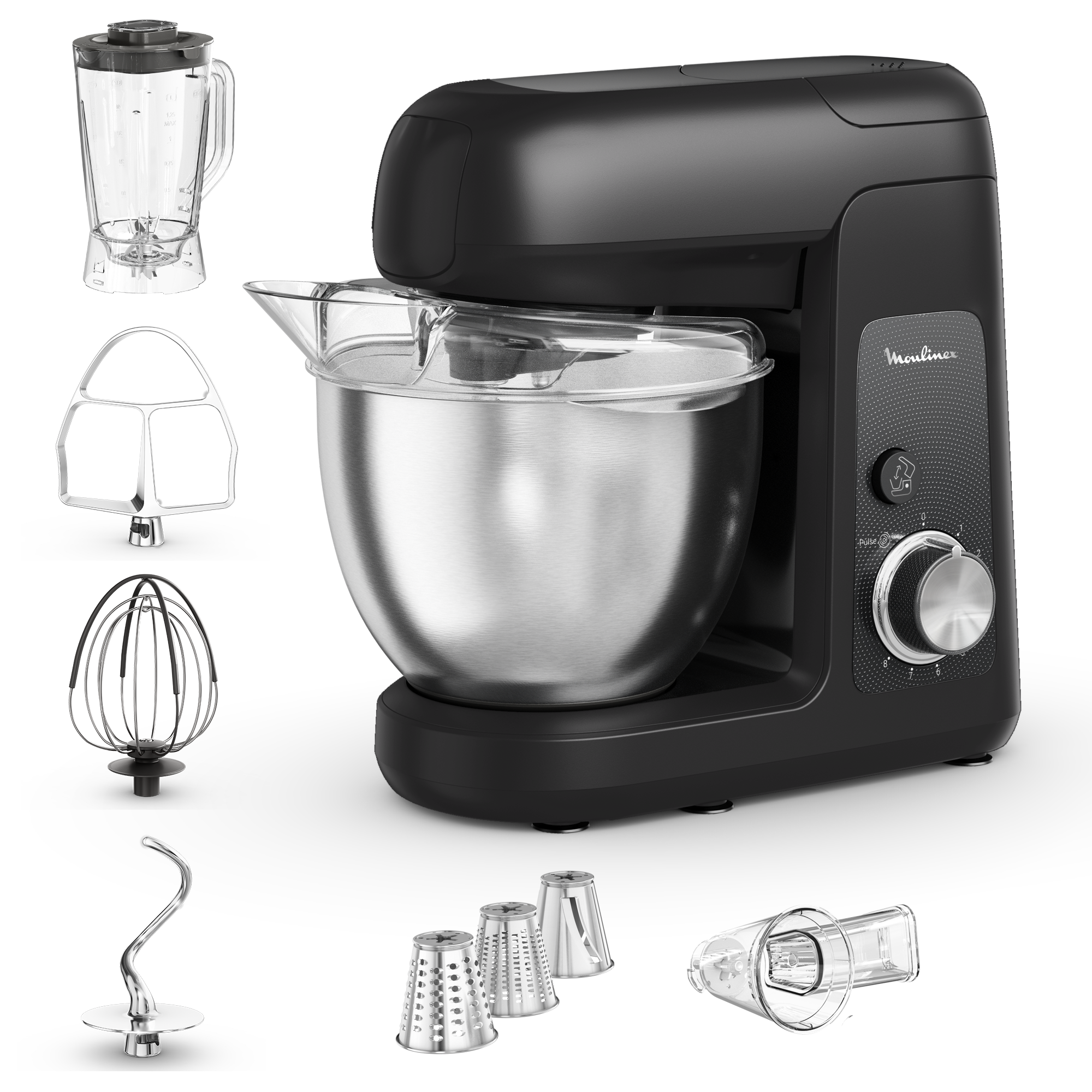 Bake Partner, Robot pâtissier, Bol de 4,6 L, Kit pâtisserie, Blender 1.25L, Découpe légumes, 1100 W